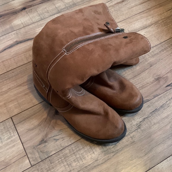 Brown vegan suede tall lined boots 9 - Picture 4 of 16